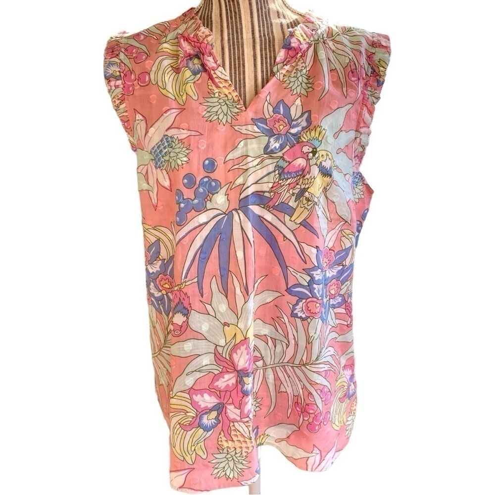 Talbots sleeveless top, size L, cotton, semi-sheer, lightweight, excellent shape